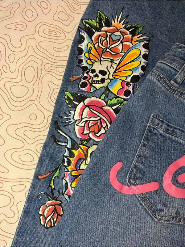Ed Hardy Low Rise Bootcut Tattoo Jeans Size 26 NWT - Image 7