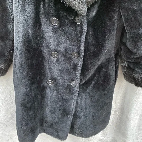 Vintage Faux‎ Fur Coat Black - Image 3