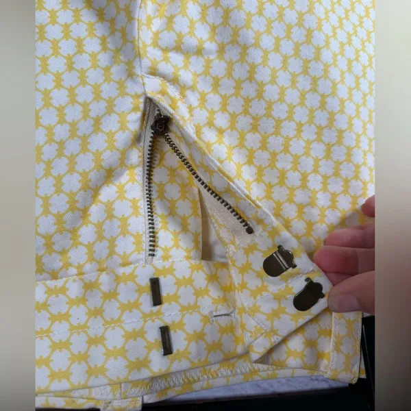 J. Crew Yellow White City‎ Fit Stretch Cropped Pant Womens size 6 - Image 5