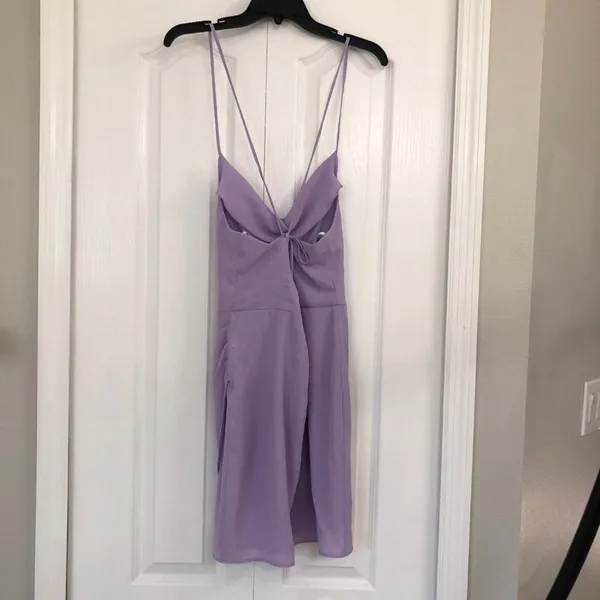 B Darlin Womens Spaghetti strap criss cross back mini dress purple 5/6 y2k fairy - Image 3