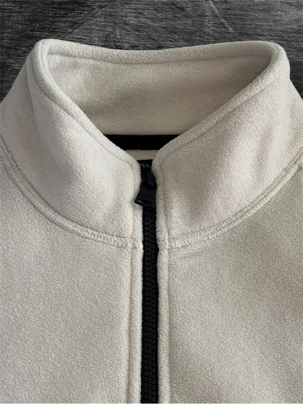 Banana Republic Cream Off White 1/4 Zip Arctic Fleece Pullover Sweatshirt Sz M - Image 3