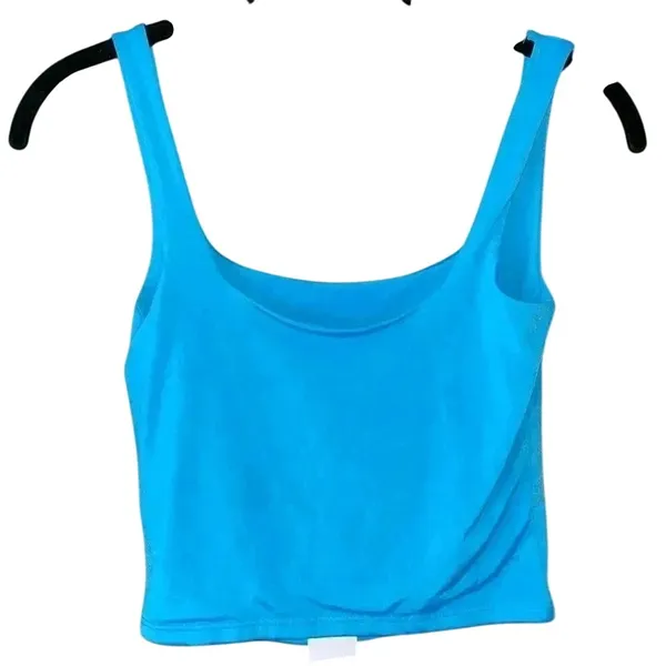 Bright Blue Sleeveless Crop Tank Top Summer‎ Basic Stretch Fitted F65 - Image 3