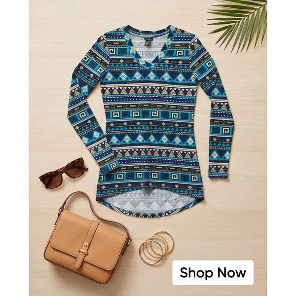 rue 21 Women's Long Sleeve Pattern T-shirt - Image 2