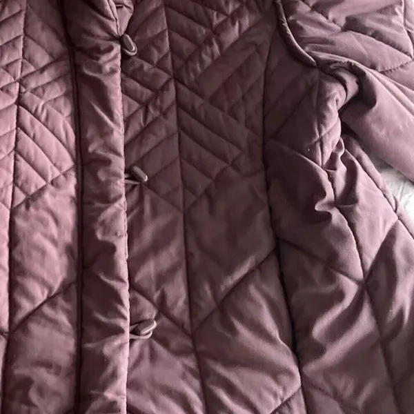 Saxton Hall Women’s Purple Quilted Warm Midi Jacket Puffy Coat Size M - Image 4