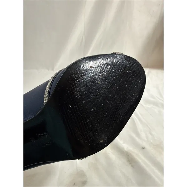 Caparros Blue Satin Shoes Women 5.5B Rhinestones Hells Formal Fashion - Image 6