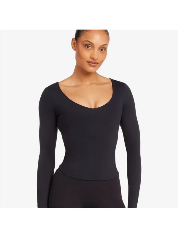 CSB Crop Shop Boutique Freedom Alina Gray Longsleeve V Neck Workout Top S $79 - Image 5