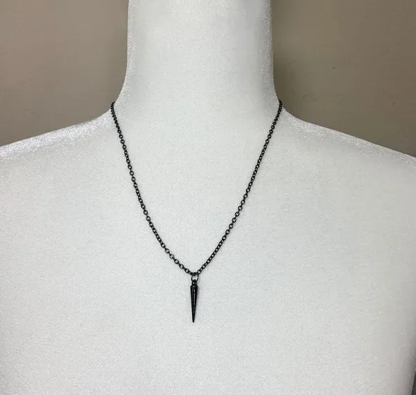 Spike Gunmetal Necklace Punk Goth Egirl New - Image 10