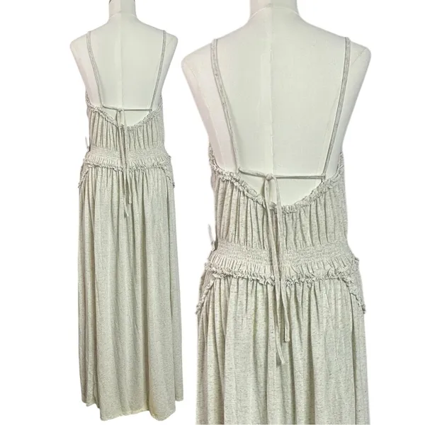 Free People Ethereal Beach Marina Muse Maxi Dress in Natural Neutral Large NWT - Image 7