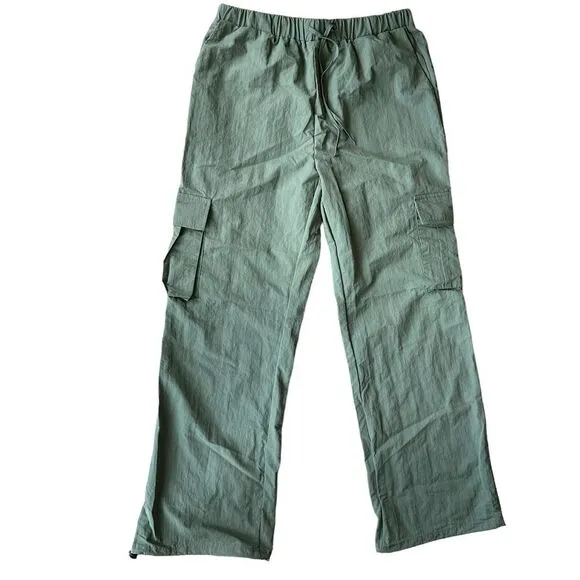 Le Lis Women’s M Baggy Cargo Pants Sage Green Pull‎ On Gorpcore Y2K Streetwear - Image 2