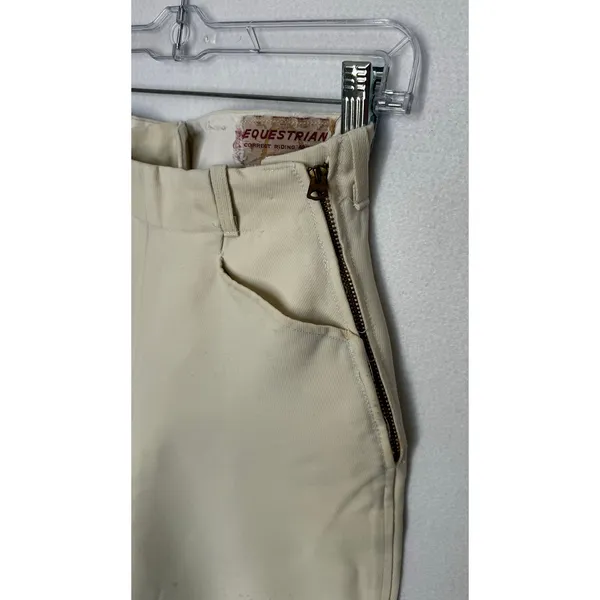 1970s Vintage Equestrian Riding Breeches Cream XXS XS Side Zip Jodhpurs - Image 6