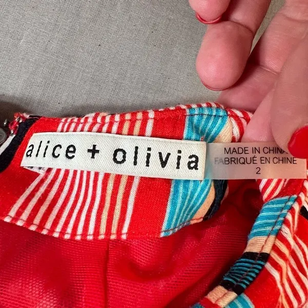 Alice & Olivia Delora colorful vertical striped wrap tie waist midi dress size 2 - Image 13