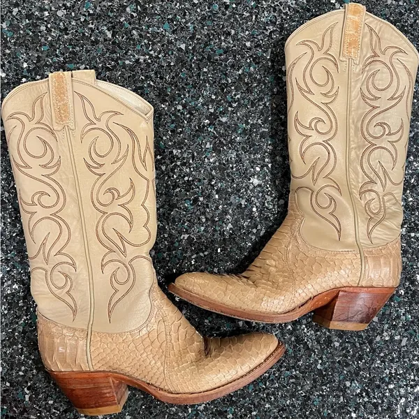 Vintage Dan Post Multicolor Leather Cowboy Boots 4218 Women 5.5 C W/ Box - Image 2