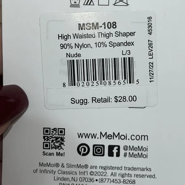 NWT MeMoi SlimMe Women's Large High Waisted Thigh Shaper Nude‎ MSM-108 $28 - Image 6