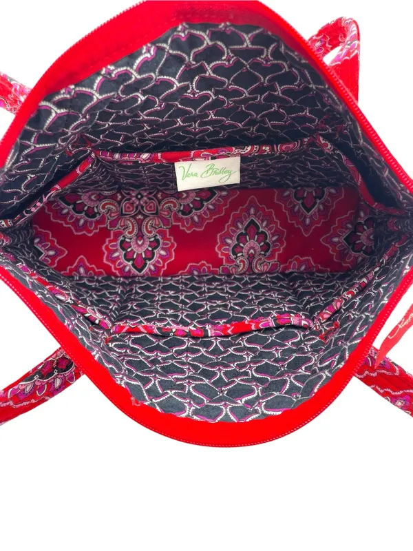 Vera Bradley Little Betsy Tote Bag Frankly Scarlet Red Pink Quilted Cotton 2008 - Image 6