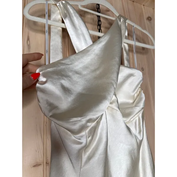 NWT Lulus Start of Forever Ivory Satin Halter Mermaid Maxi Dress Wedding Gown S - Image 4