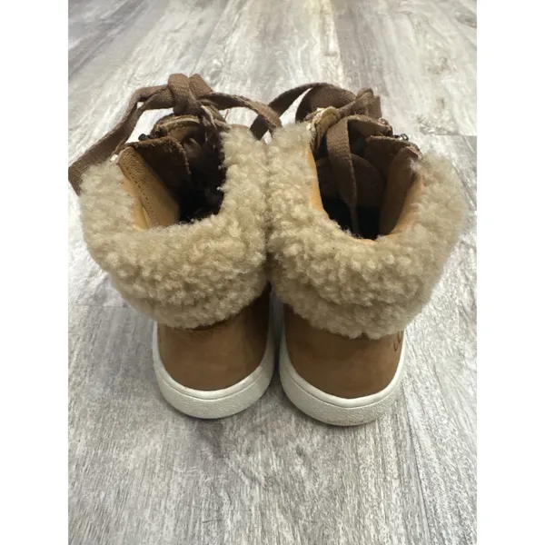 UGG Olive High Top Sneakers Chestnut Leather Shearling Womens Size 8.5 - Image 6