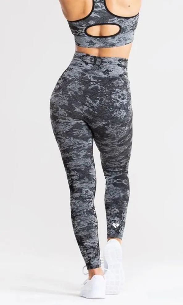 Womens best black camo leggings jacquard tights full length elastic waist - Image 14
