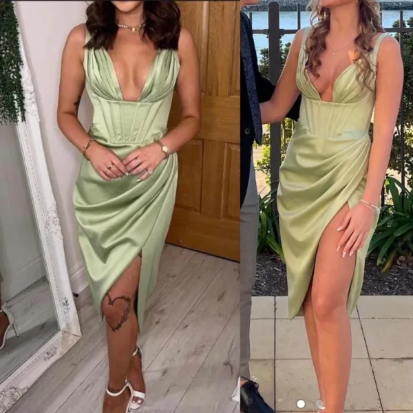 HOUSE OF CB FAYE PISTACHIO SATIN CORSET MIDI DRESS NWOT size‎ XS - Image 2