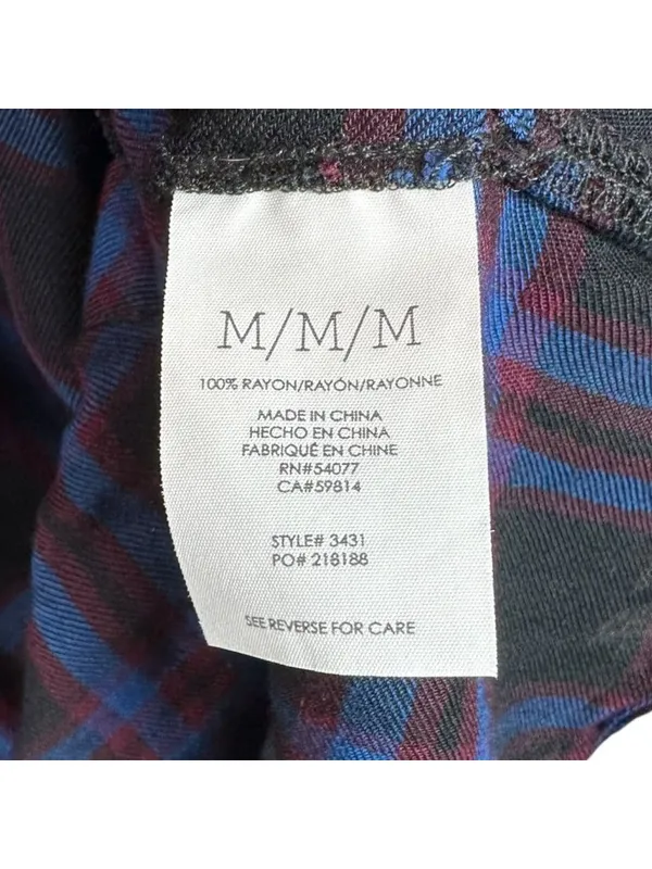 CAbi Check Shirt #3431 Moody Plaid Peplum Button Up Top Blue Burgundy M - Image 5
