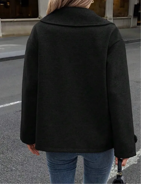 Women's Casual Stand Collar Double Breasted Coat, Autumn Winter - Image 2