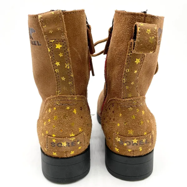 Sorel Emelie‎ Combat Boot Womens 5 Waterproof Suede Gold Stars Boho Fairy Grunge - Image 2