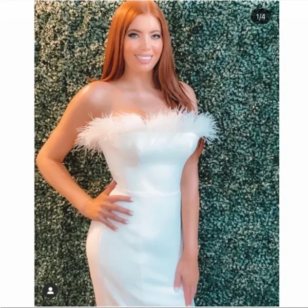 House of CB 'Bianca' White Feather Strapless‎ Dress NWOT size XS - Image 2