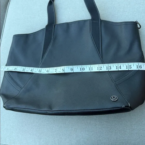 Lululemon Black Leather Tote Bag - Image 10