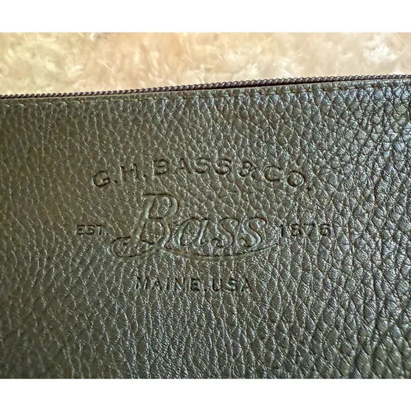 GH Bass Pebbled Leather Purse Dark Green Slouchy Crossbody Adjustable Strap - Image 4