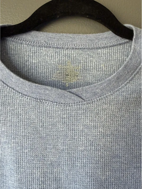 Cuddl Duds Thermals Light Blue Waffle Knit Long Sleeve Top Size S - Image 4