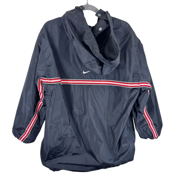 Nike Vintage Black Snap Up Hooded Packable Lined Windbreaker Women's Size XL‎ - Image 2