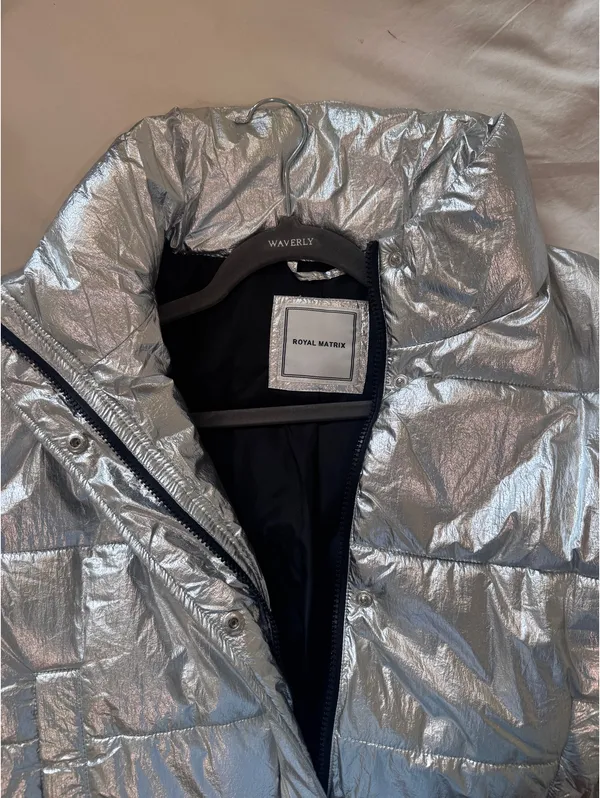 Silver Puffer Jacket Royal Matrix Size L - Image 3