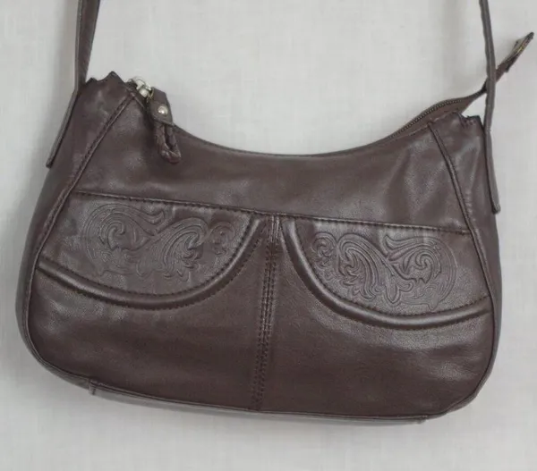 Stone Mountain Small Brown Leather Shoulder Bag Purse - Image 7