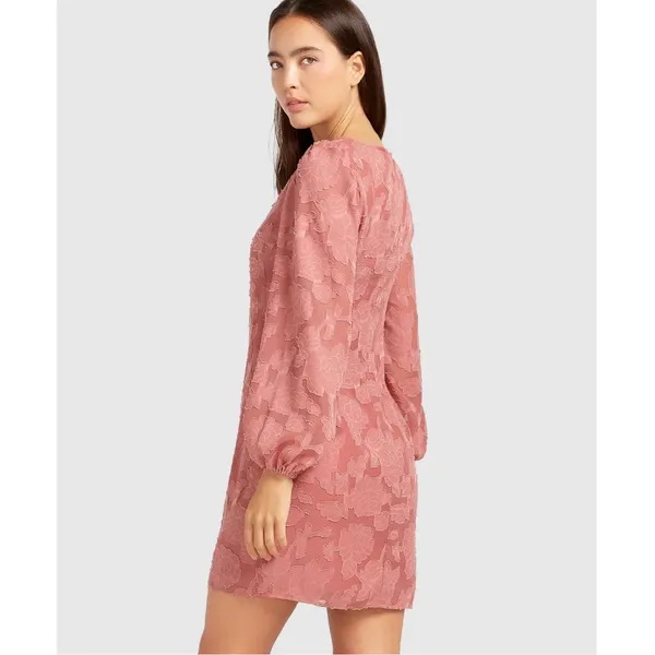 Belle & Bloom Kiss the Stars Puff Long Sleeve Mini Dress Floral Rose Womens XS - Image 4