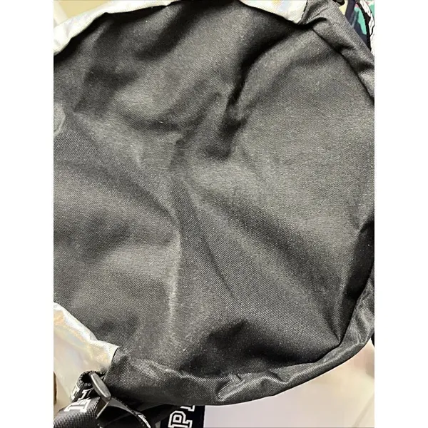 PINK Victoria's Secret Cinch Drawstring Large Back Pack Black/Silver NWOT - Image 13