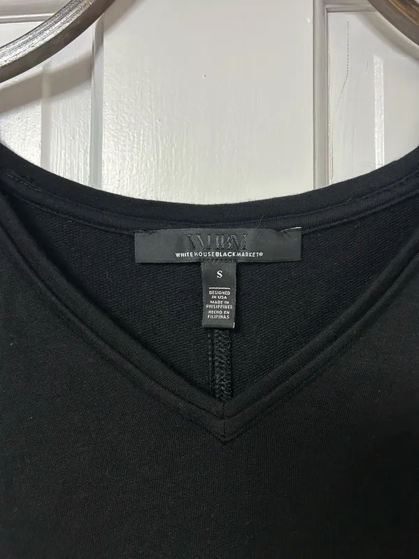 White House Black Market Black V-Neck Knit Top - Image 2