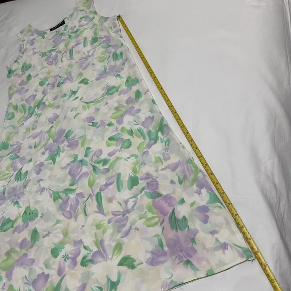 Sag Harbor Midi Dress Sz 6P 6 Petite Pastel Floral Sleeveless Tie Back - Image 6