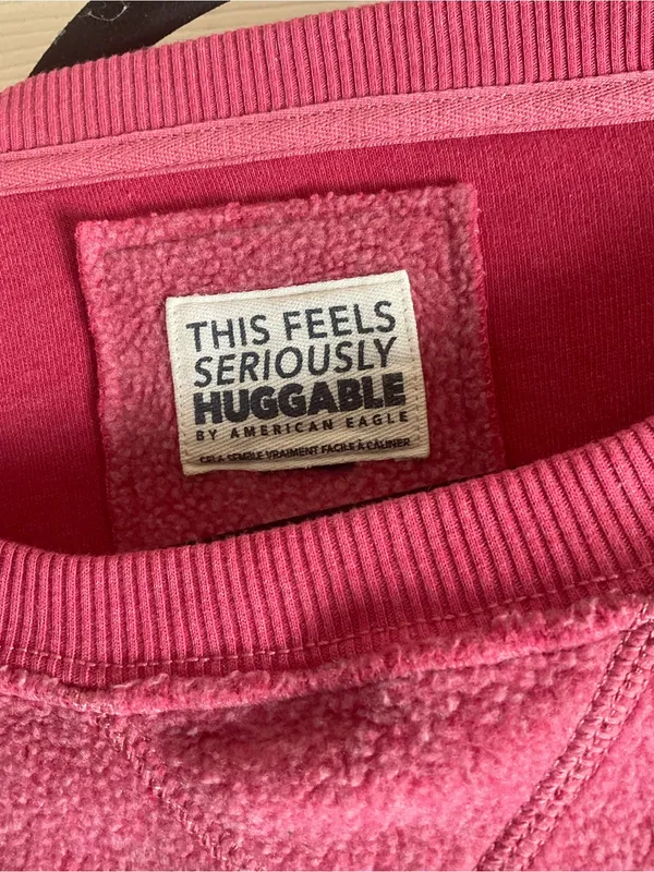 American Eagle Pink Fleece Sweatshirt Seriously Huggable Oversized Crewneck - Image 5