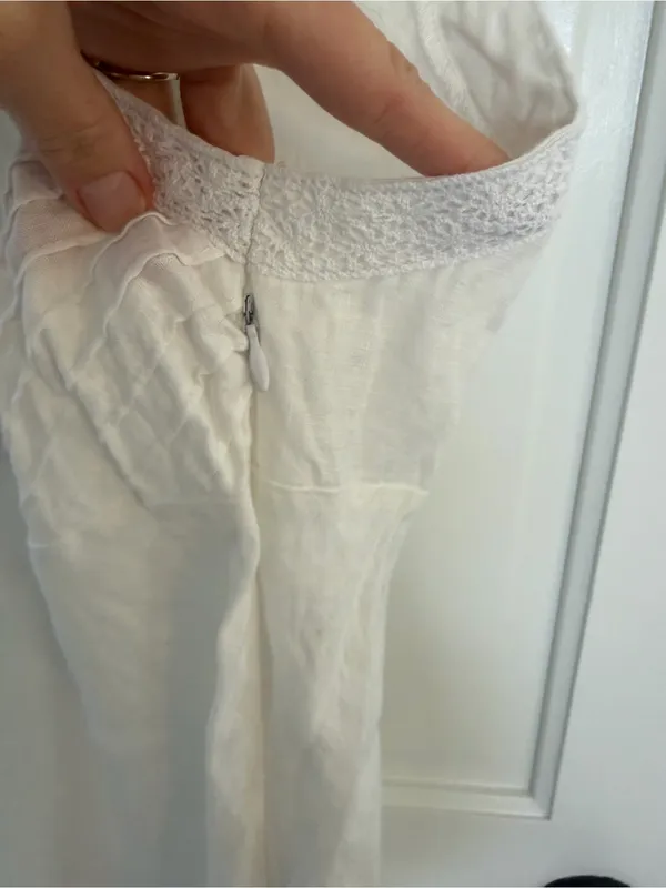 Vintage Y2K Tweeds White Linen Lace Sleeveless Blouse Women’s XL - Image 4