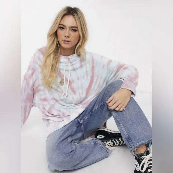 We The Free Pink & White Tie-Dye Pullover Hoodie - Image 3