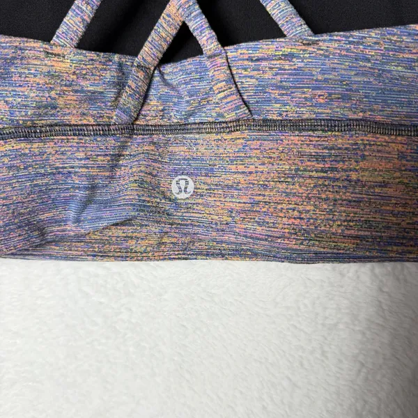 Lululemon Energy Bra High Neck LL Spectral Fusion Jacquard Red Teal Size 10 - Image 4