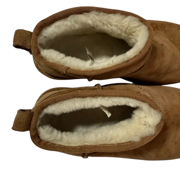 UGG Classic Ultra Mini Chestnut Suede Sheepskin Winter Ankle Boots Womens Size 9 - Image 6