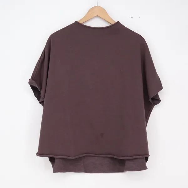 Unbranded Sweatshirt Womens OS Boxy Short Sleeve Plum Raw Hem Good - Image 4