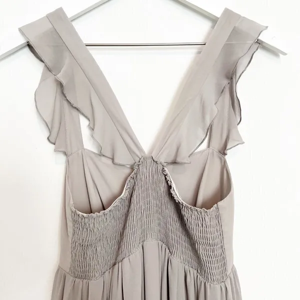 Show Me Your Mumu June Dress Size Medium Dove Grey Chiffon Elegant Wedding Guest - Image 9