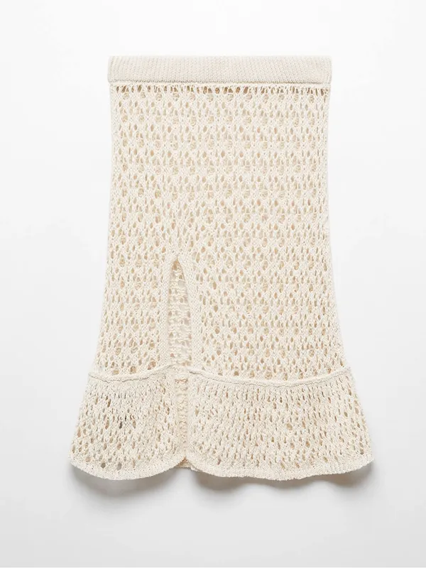 Mango MNG - NWT Ivory off white cream knit Crochet Cover-Up Skirt Swim - Image 4