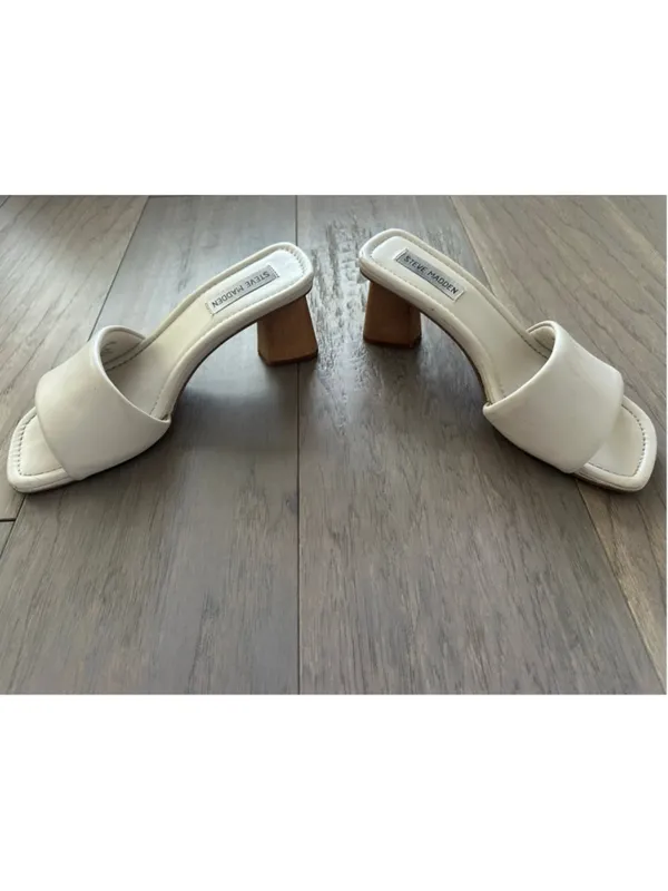 Steve Madden Beige Slip On Heel Sandals Women's Size 7.5 - Image 4