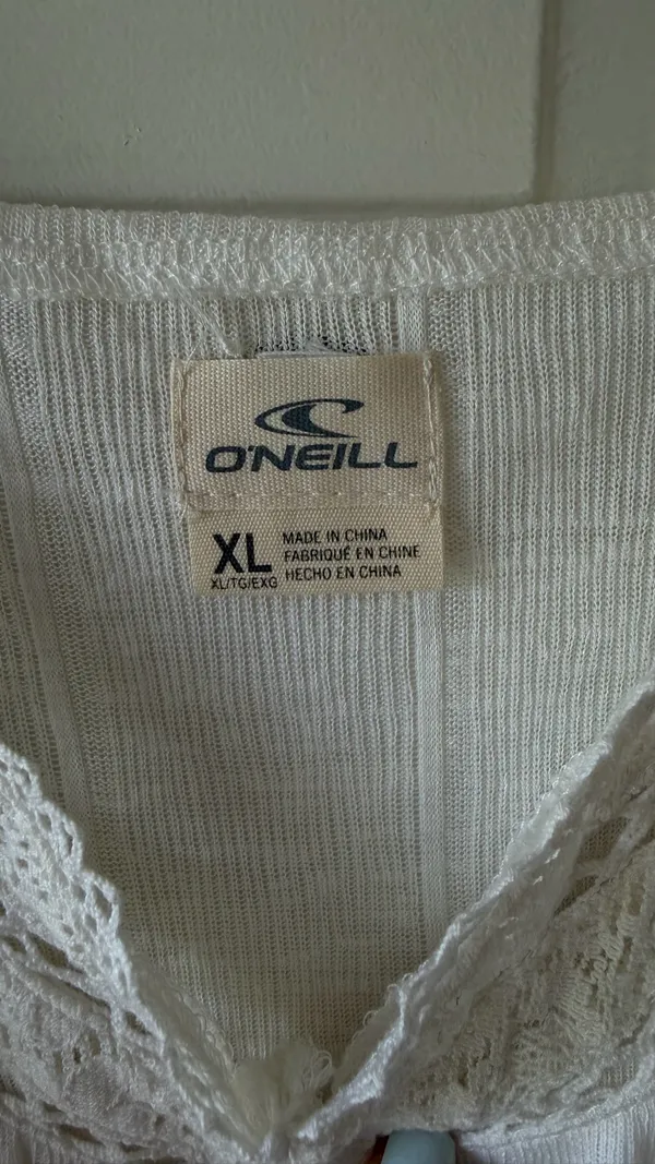 O’Neill White Lace Trim Cami Tank XL Boho Flowy Top - Image 5