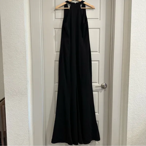 Carmen Marc Valvo Black Deep V Evening‎ Dress Size 8 - Image 3