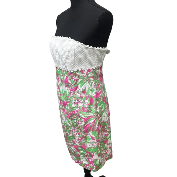 Lilly Pulitzer Franco Hotty Pink Forgot My Trunks Strapless Tie Back Dress‎ 6 - Image 3