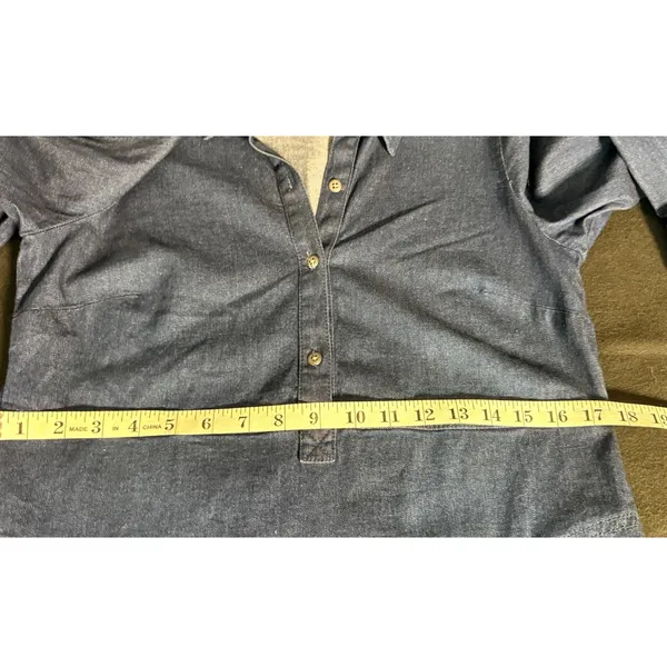 J. Jill Denim ShirtDress Blue Cotton Blend Roll Tab Sleeve XS Petite Knee length - Image 10