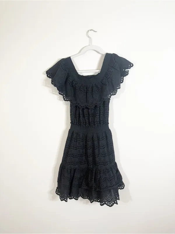 LoveShackFancy Elizabeth Dress Black Mini - Image 2